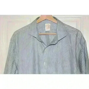 Madison Brooks Brothers Men’s Dress Shirt Size 17/34 Blue Stripe